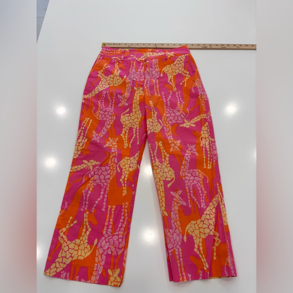Lilly Pulitzer Vintage White Tag Size 4 Capris Orange Belle Giraffe